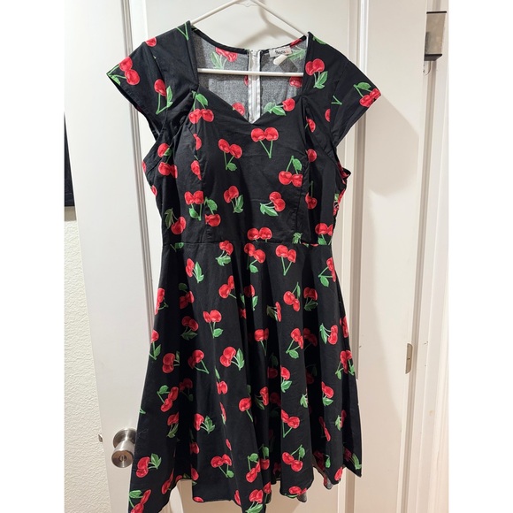 Sara USA Dresses & Skirts - Sara USA Black Dress with Cherry Print, 2X